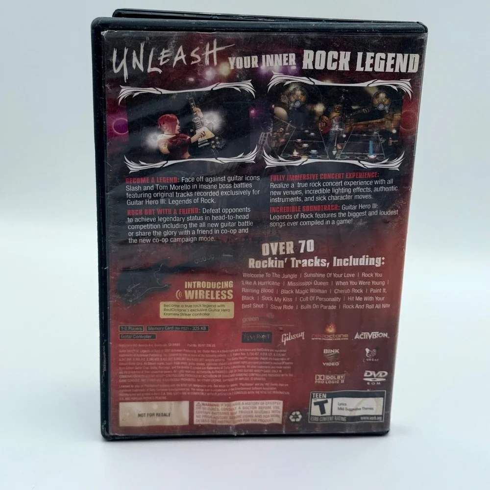 Guitar Hero III Legends of Rock Sony PlayStation 2 PS2 Game Scratched Untested